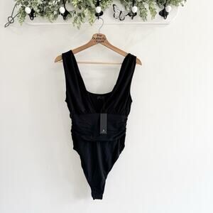 Lulu’s Black One Piece Ruched Swimsuit New Medium